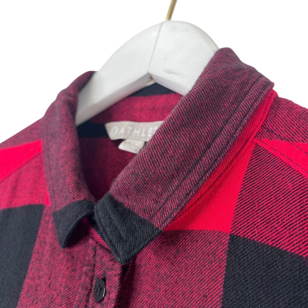 Athleta Heat Gen 2.0 Button Down Flannel Top Long Sleeve Buffalo Plaid Red XS - Picture 5 of 11